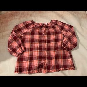 4/$20 Gap XL kids Blouse Checked print shirt plaid pink